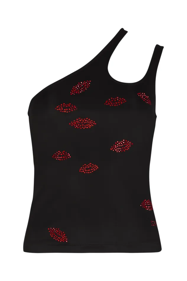 Women Asymmetrical Jersey Tank Top Black Black Sonia Rykiel Evening Tops