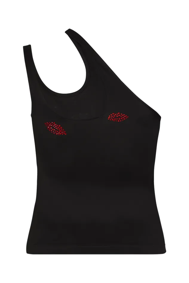 Women Asymmetrical Jersey Tank Top Black Black Sonia Rykiel Evening Tops