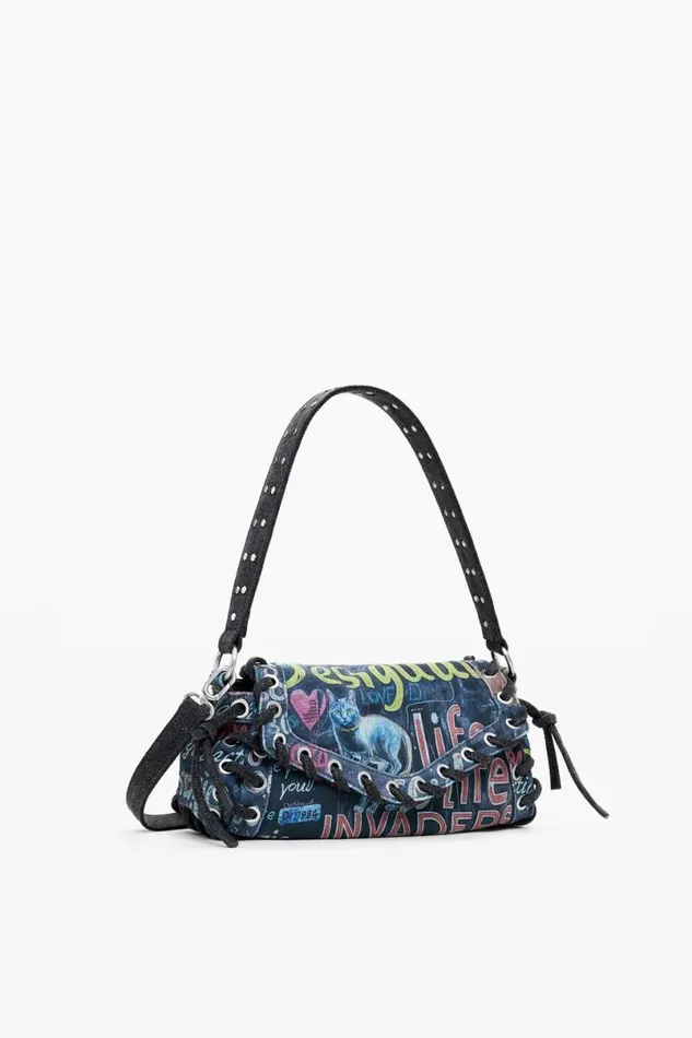 Women Bags Desigual Graffiti Denim Bag S