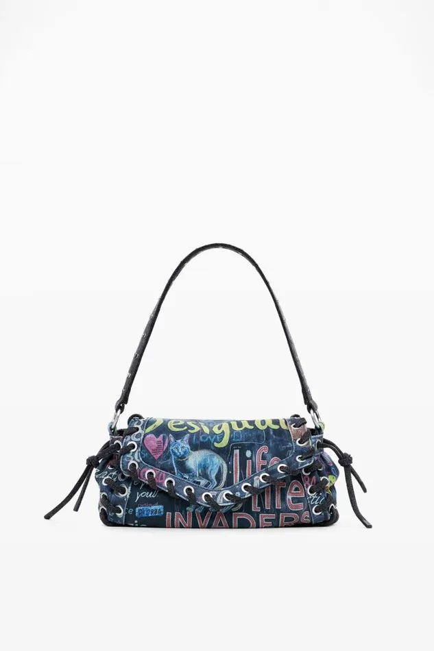 Women Bags Desigual Graffiti Denim Bag S