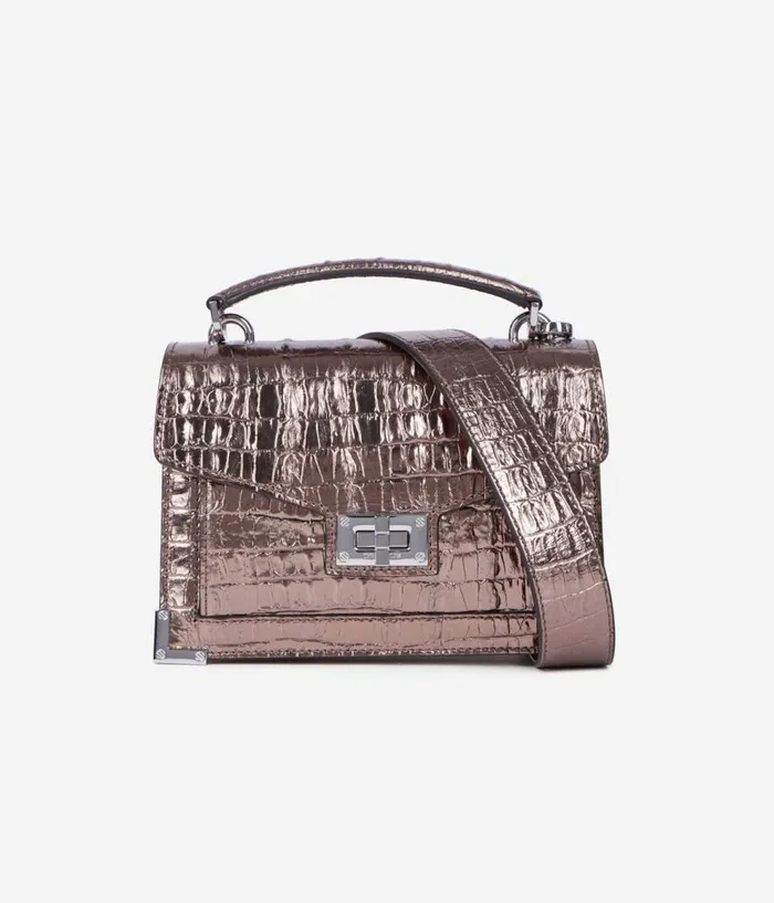 Women Bags THE KOOPLES Emily Small Bag In Pink Crocodileeffect Leather