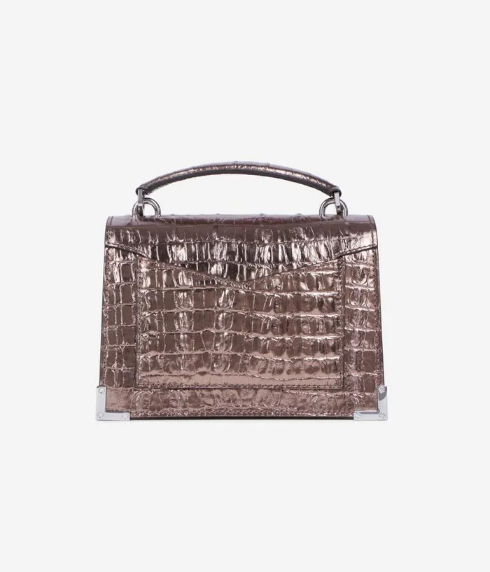 Women Bags THE KOOPLES Emily Small Bag In Pink Crocodileeffect Leather