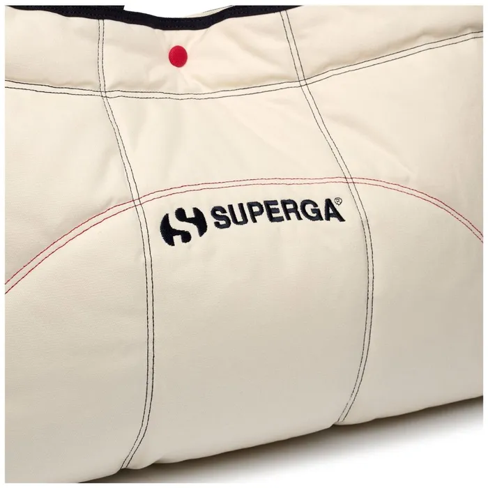 Women Bags Unisex MAXI PADDED WAXED CANVAS TOTE BAG COLORBLOCK TOTE BAG WHITE AVORIONAVYRED Superga Bags And Backpacks