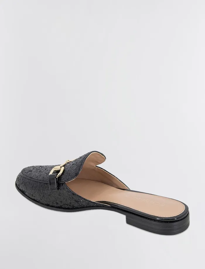 Women BCBGeneration BCBG Black Glitter Zorie Loafer Mule Black Rock Glitter