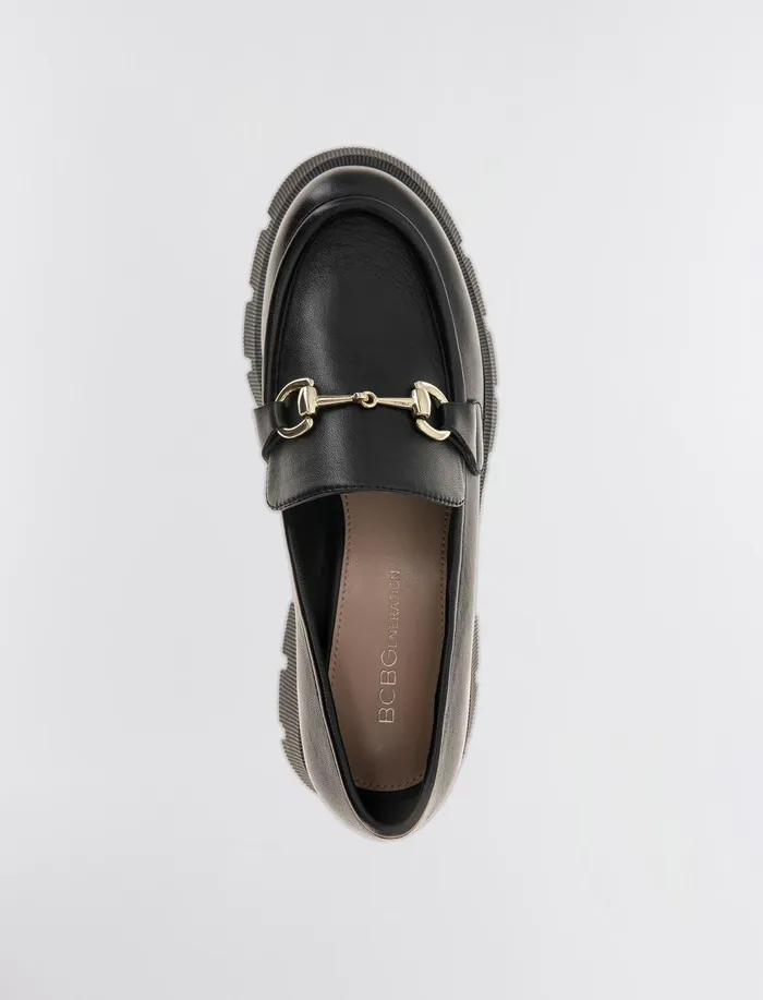 Women BCBGeneration BCBG Black Leather Raylin Loafer Black