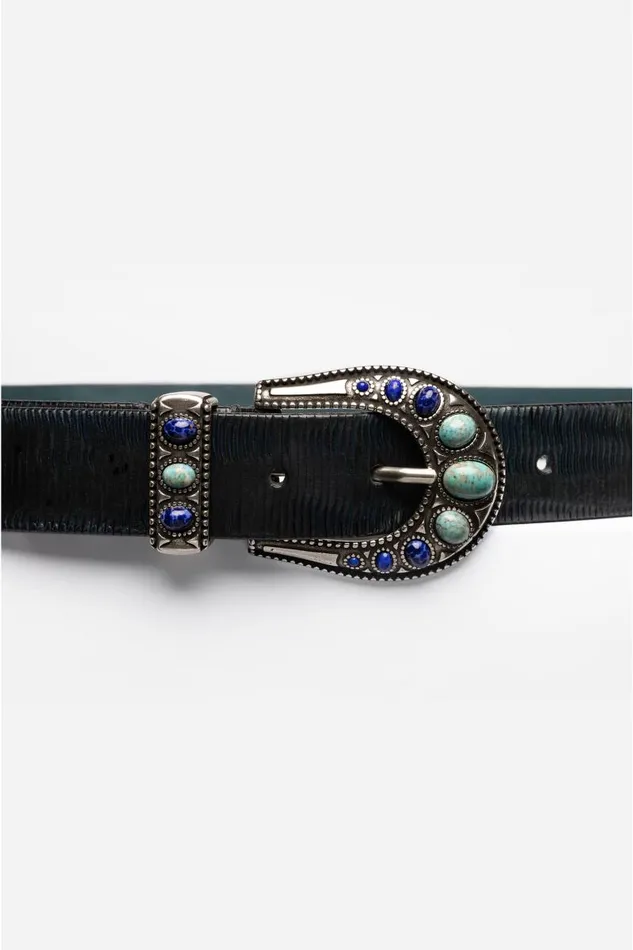 Women Belts Johnny Was Calcolo Italian Leather Belt Navy