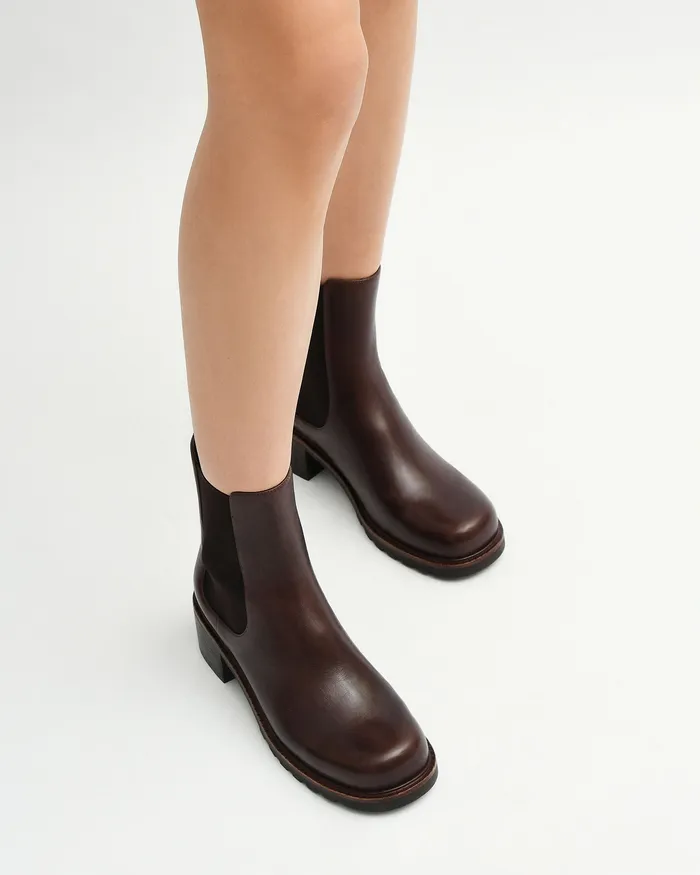 Women Beverley mid ankle boots chocolate leather ANKLE BOOTS jomercer Women Beverley mid ankle boots chocolate leather ANKLE BOOTS jomercer