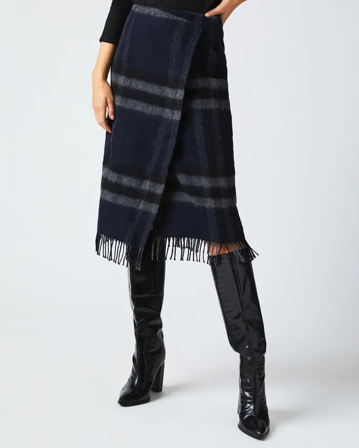Women Blanket Wrap Skirt Blackgrey Billy Reid Bottoms