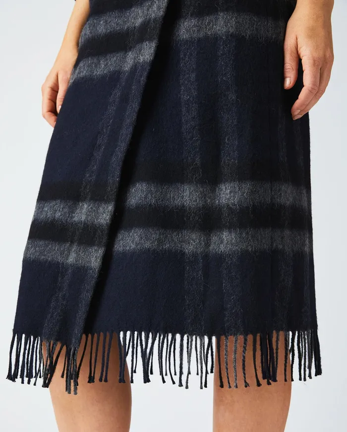 Women Blanket Wrap Skirt Blackgrey Billy Reid Bottoms