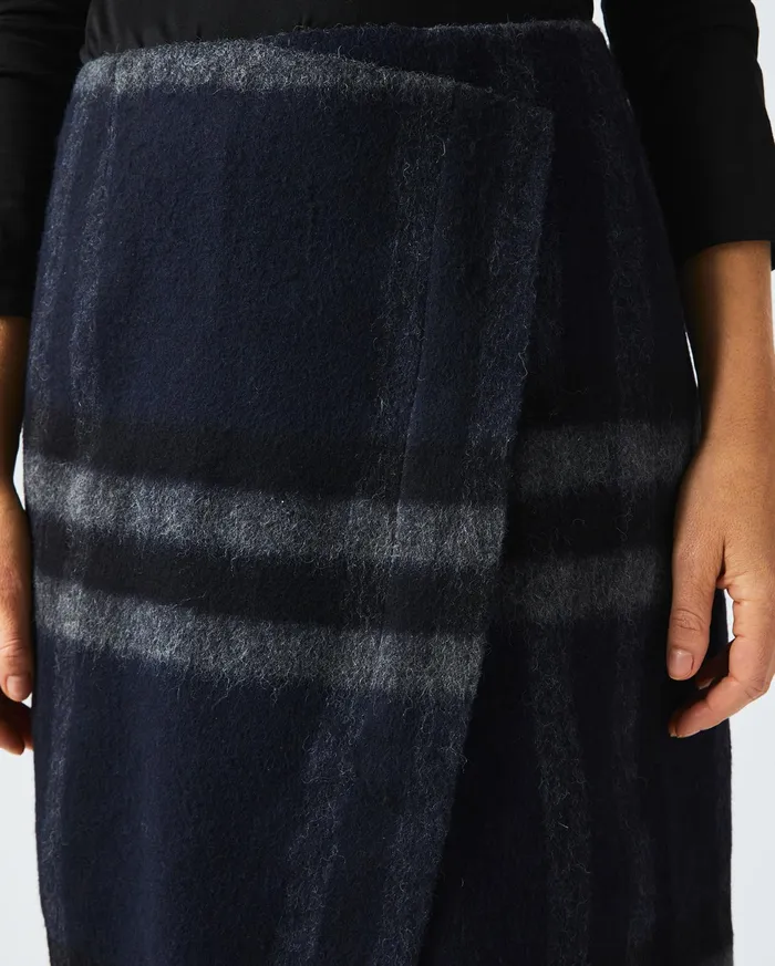 Women Blanket Wrap Skirt Blackgrey Billy Reid Bottoms