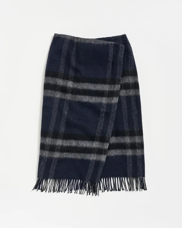 Women Blanket Wrap Skirt Blackgrey Billy Reid Bottoms