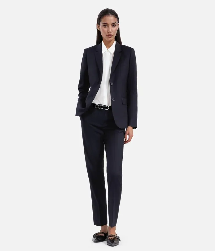 Women Blazers and Suits THE KOOPLES Navy Blue Wool Suit Jacket Cinched Cut