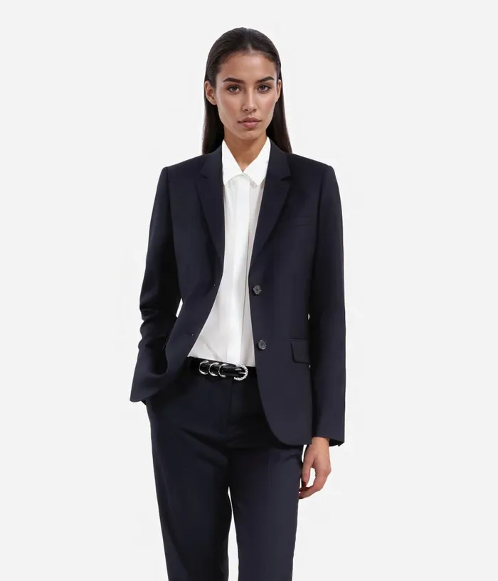 Women Blazers and Suits THE KOOPLES Navy Blue Wool Suit Jacket Cinched Cut Women Blazers and Suits THE KOOPLES Navy Blue Wool Suit Jacket Cinched Cut