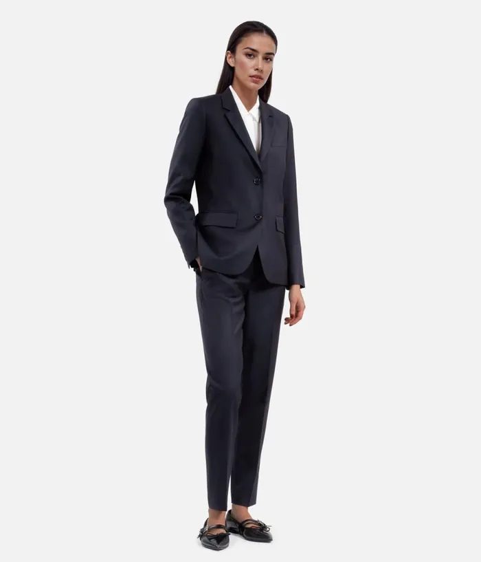 Women Blazers and Suits THE KOOPLES Navy Blue Wool Suit Jacket Cinched Cut Women Blazers and Suits THE KOOPLES Navy Blue Wool Suit Jacket Cinched Cut