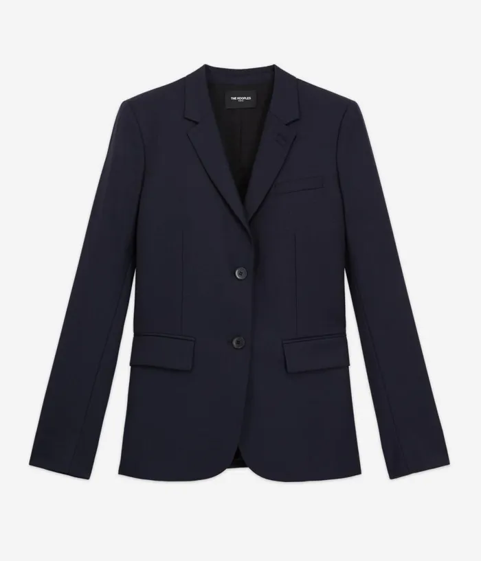 Women Blazers and Suits THE KOOPLES Navy Blue Wool Suit Jacket Cinched Cut Women Blazers and Suits THE KOOPLES Navy Blue Wool Suit Jacket Cinched Cut