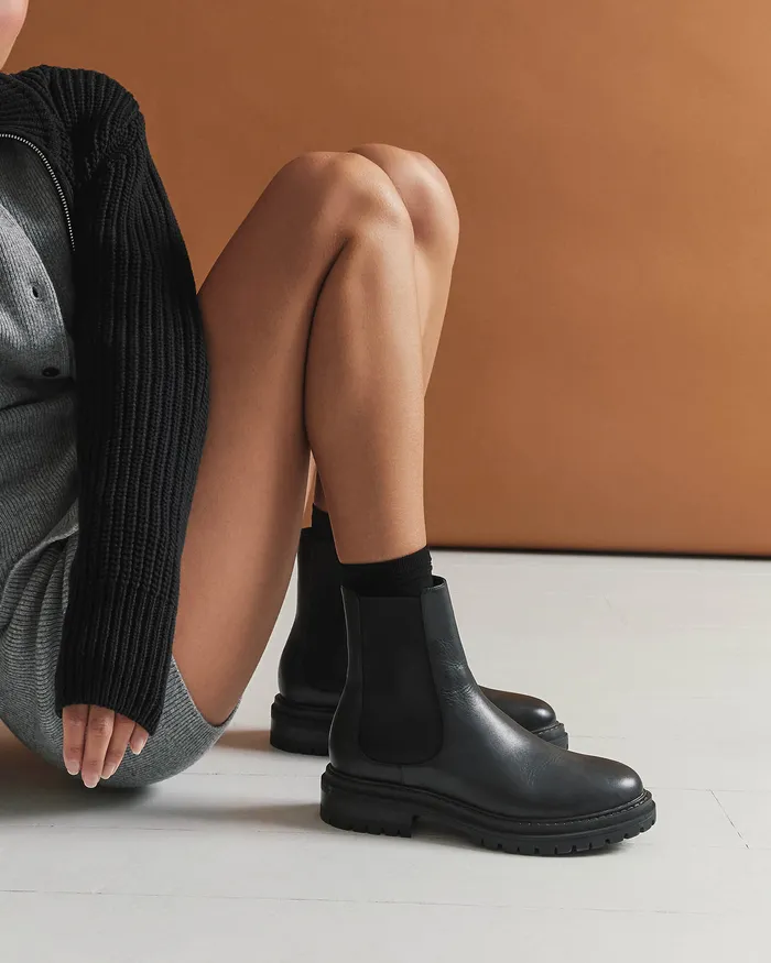 Women Bloom flat ankle boots black leather FLAT BOOTS jomercer