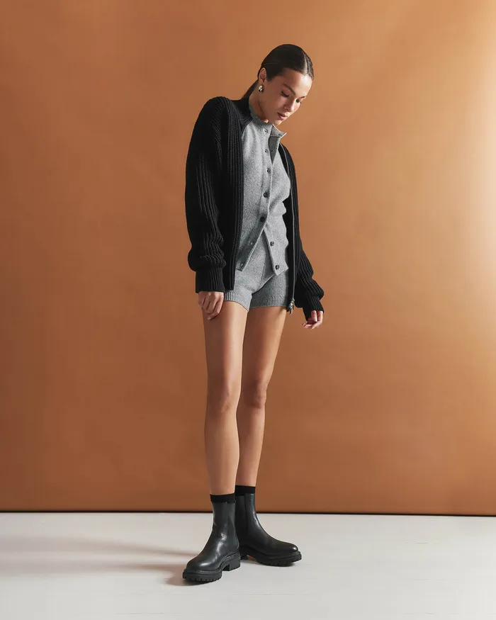 Women Bloom flat ankle boots black leather FLAT BOOTS jomercer
