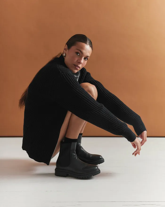 Women Bloom flat ankle boots black leather FLAT BOOTS jomercer