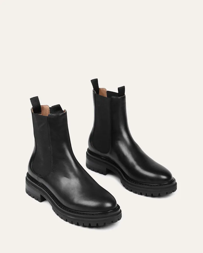 Women Bloom flat ankle boots black leather FLAT BOOTS jomercer