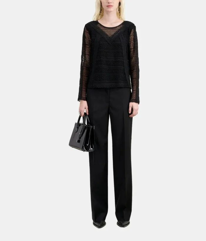 Women Blouses and Shirts THE KOOPLES Black Guipure Top
