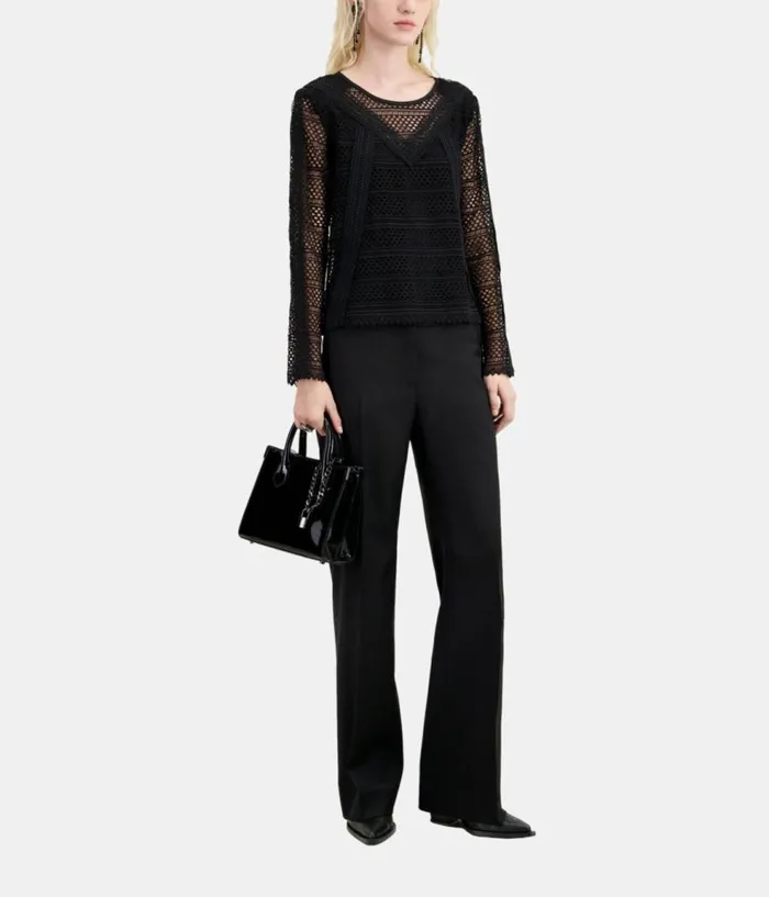 Women Blouses and Shirts THE KOOPLES Black Guipure Top Women Blouses and Shirts THE KOOPLES Black Guipure Top