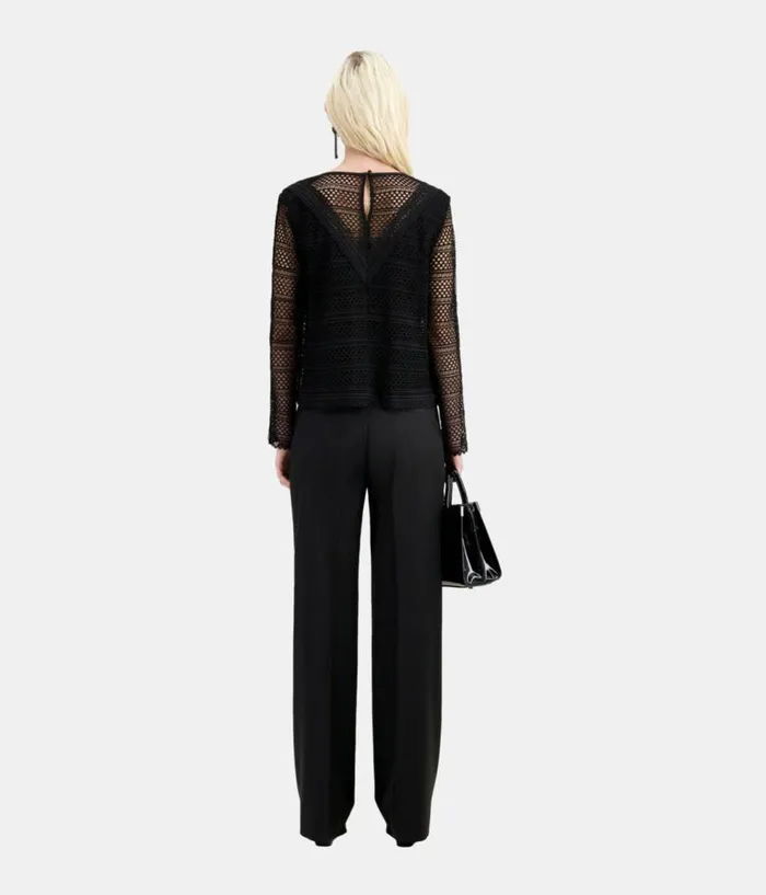 Women Blouses and Shirts THE KOOPLES Black Guipure Top Women Blouses and Shirts THE KOOPLES Black Guipure Top