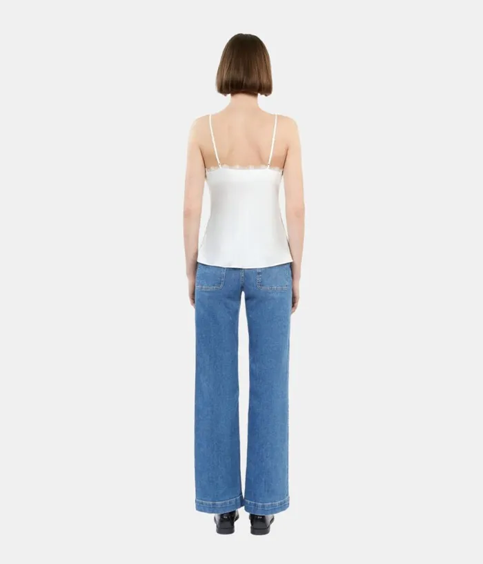 Women Blouses and Shirts THE KOOPLES Ecru Silk Camisole With Lace