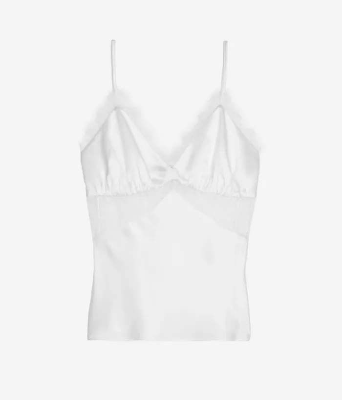 Women Blouses and Shirts THE KOOPLES Ecru Silk Camisole With Lace