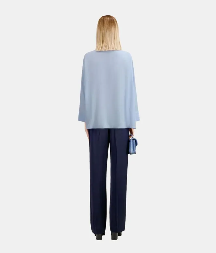 Women Blouses and Shirts THE KOOPLES Loose Blue Shirt In Washed Silk Women Blouses and Shirts THE KOOPLES Loose Blue Shirt In Washed Silk