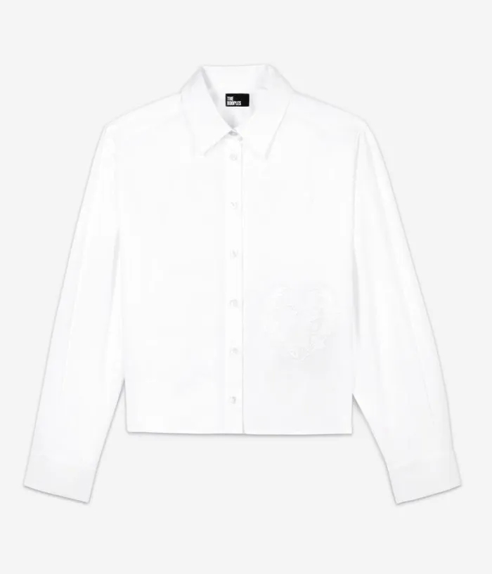Women Blouses and Shirts THE KOOPLES White Shirt With Skull Heart Embroidery Women Blouses and Shirts THE KOOPLES White Shirt With Skull Heart Embroidery