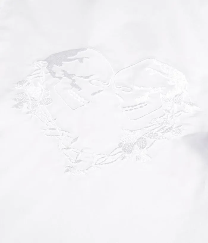 Women Blouses and Shirts THE KOOPLES White Shirt With Skull Heart Embroidery Women Blouses and Shirts THE KOOPLES White Shirt With Skull Heart Embroidery