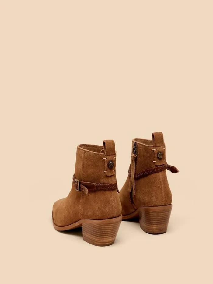 Women BOOTS White Stuff Peony Suede Plait Strap Boot Mid Tan Women BOOTS White Stuff Peony Suede Plait Strap Boot Mid Tan