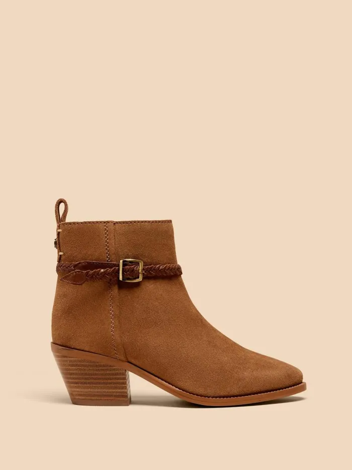 Women BOOTS White Stuff Peony Suede Plait Strap Boot Mid Tan Women BOOTS White Stuff Peony Suede Plait Strap Boot Mid Tan