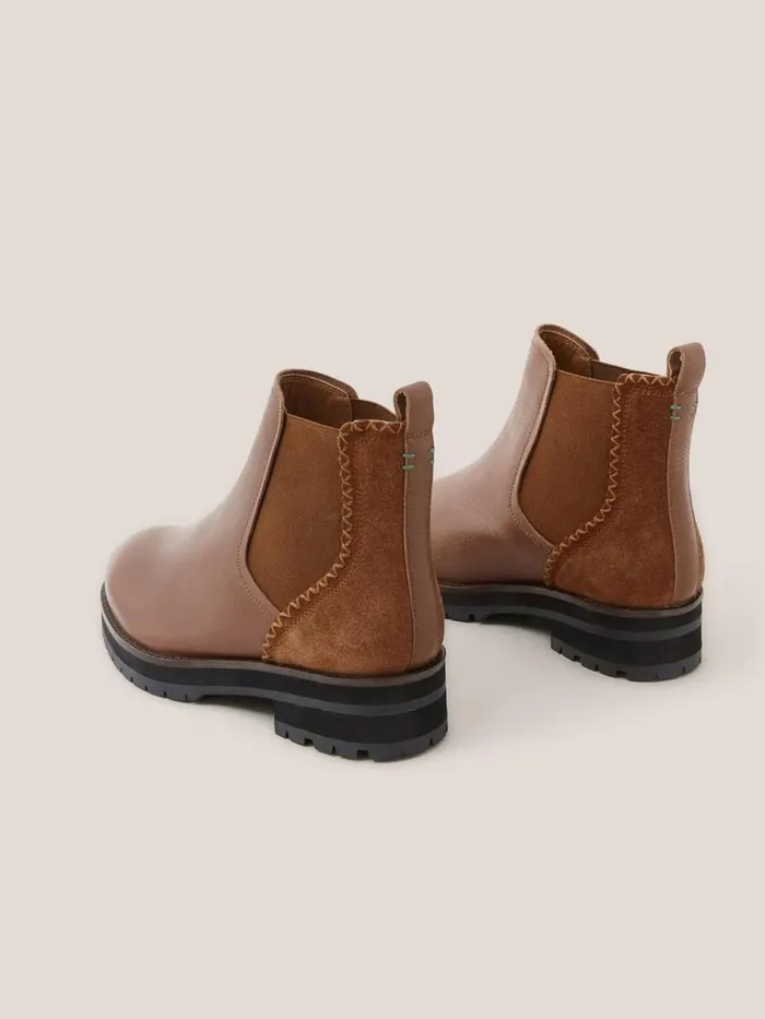 Women BOOTS White Stuff Wide Fit Leather Chelsea Boot Mid Tan