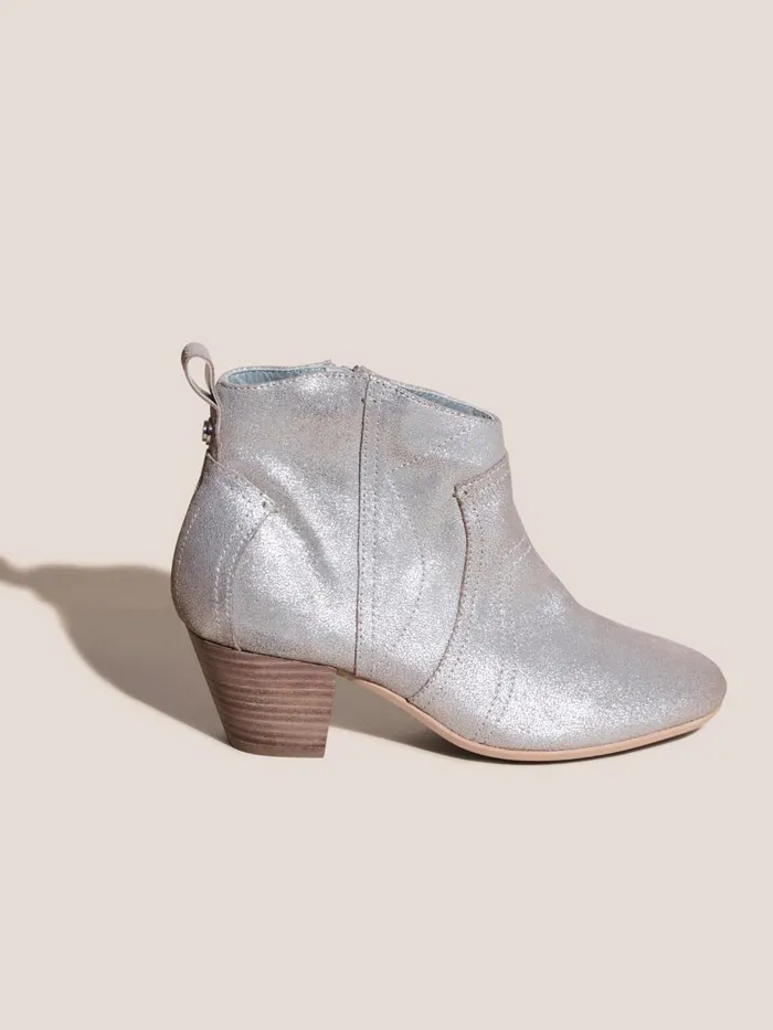 Women BOOTS White Stuff Wilhelmina Western Boot Pewter Metallic