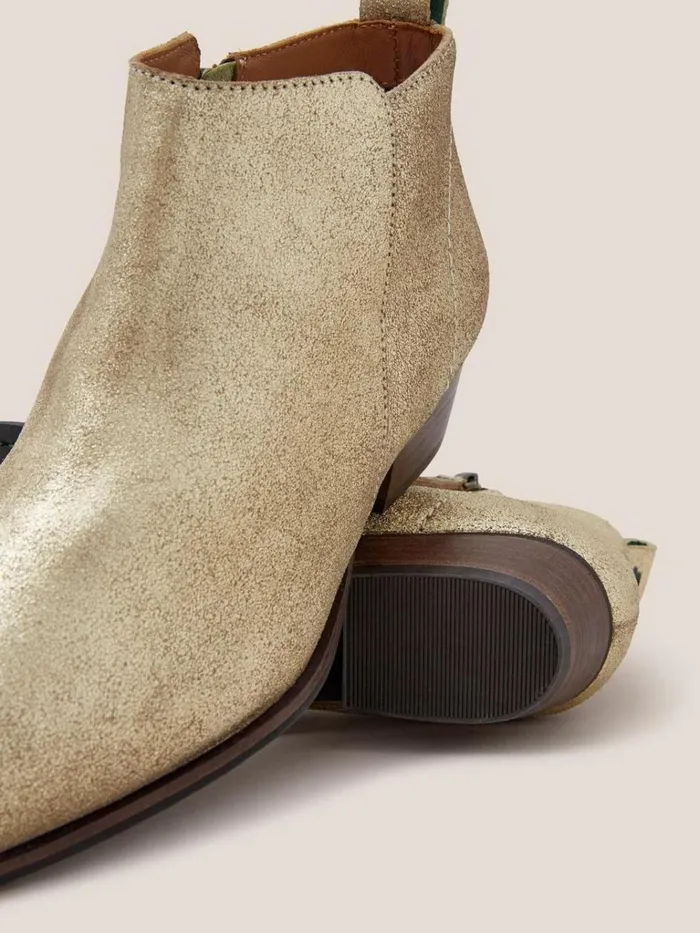 Women BOOTS White Stuff Willow Leather Boot Gold Tone Metallic Women BOOTS White Stuff Willow Leather Boot Gold Tone Metallic