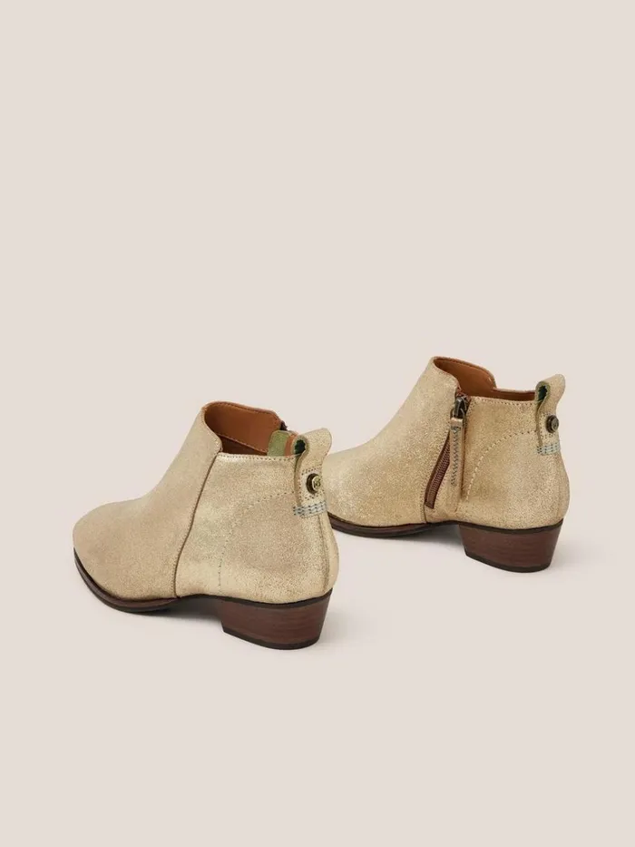 Women BOOTS White Stuff Willow Leather Boot Gold Tone Metallic Women BOOTS White Stuff Willow Leather Boot Gold Tone Metallic