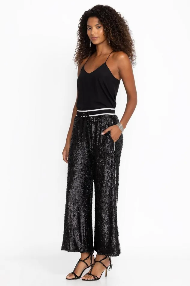 Women Bottoms Johnny Was GABIE SEQUIN PANT Black Sequin Women Bottoms Johnny Was GABIE SEQUIN PANT Black Sequin