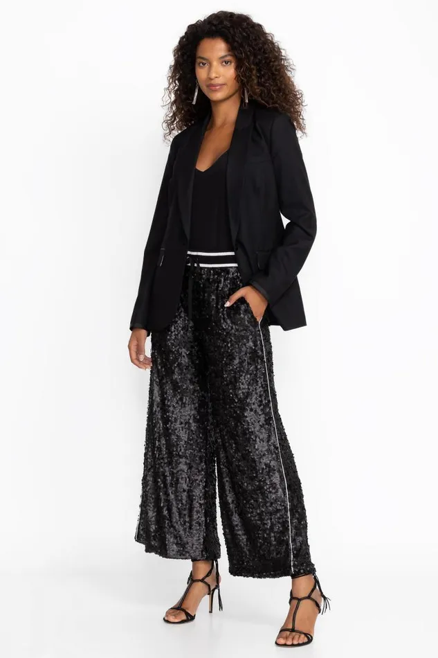 Women Bottoms Johnny Was GABIE SEQUIN PANT Black Sequin Women Bottoms Johnny Was GABIE SEQUIN PANT Black Sequin
