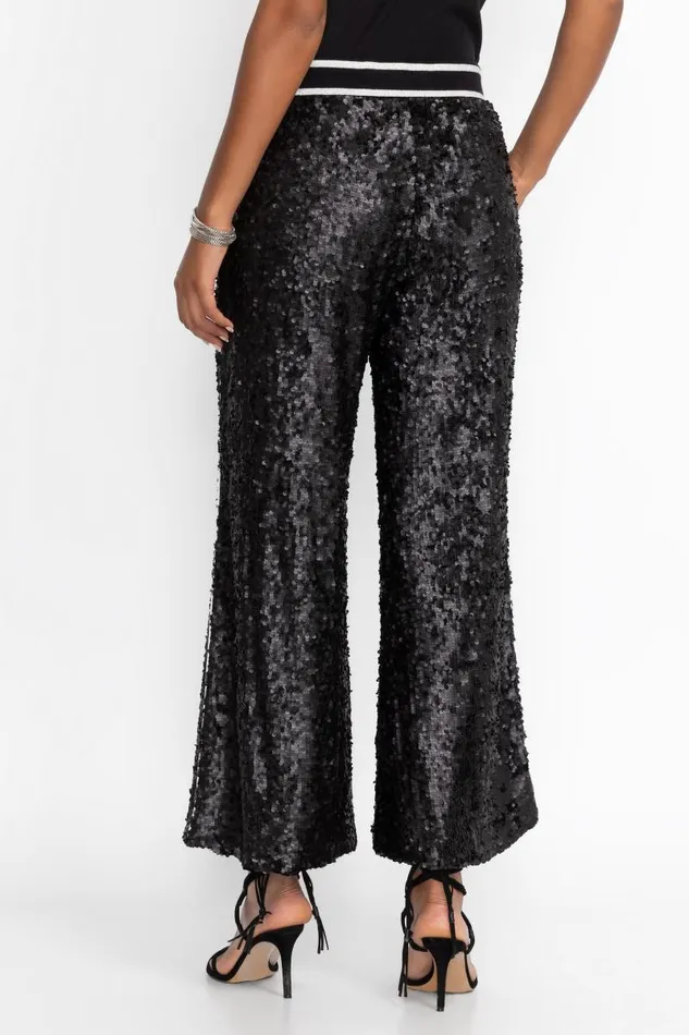Women Bottoms Johnny Was GABIE SEQUIN PANT Black Sequin Women Bottoms Johnny Was GABIE SEQUIN PANT Black Sequin