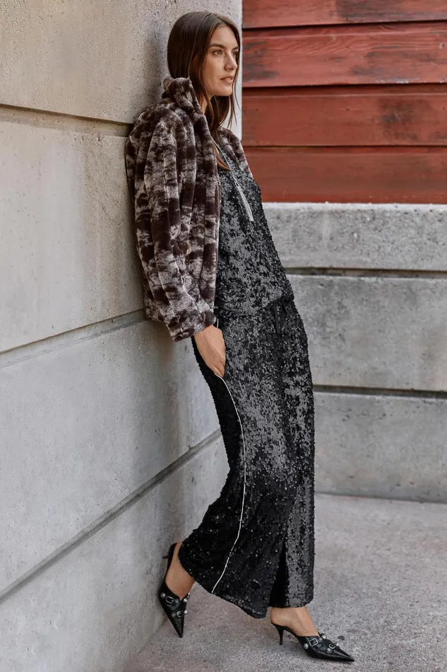 Women Bottoms Johnny Was GABIE SEQUIN PANT Black Sequin Women Bottoms Johnny Was GABIE SEQUIN PANT Black Sequin