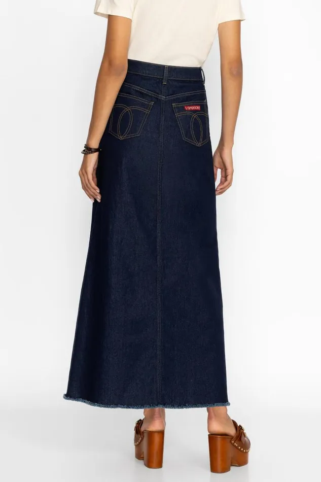 Women Bottoms Johnny Was LA SIENE DENIM MAXI SKIRT True Blue Wash
