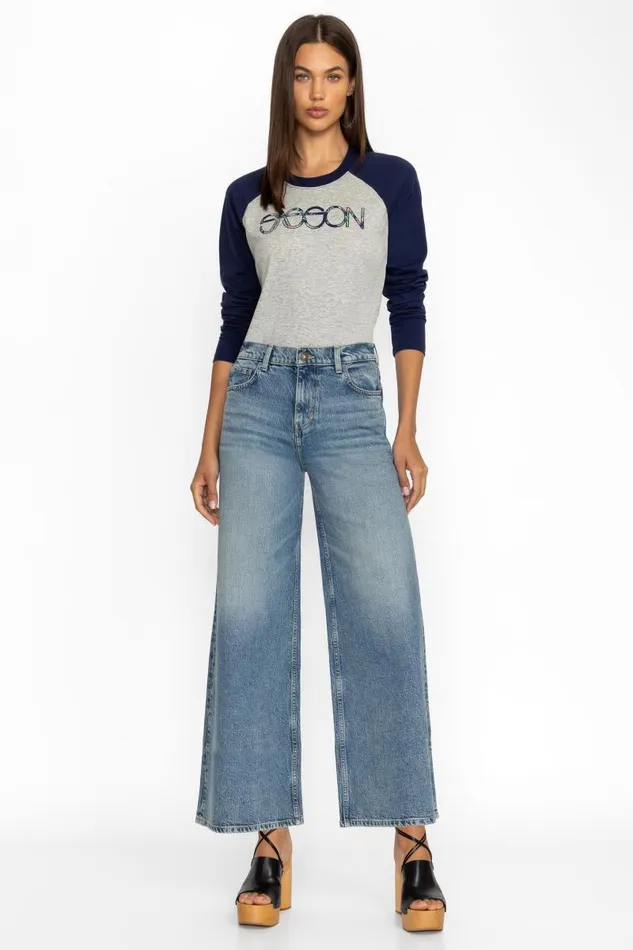 Women Bottoms Johnny Was MADEMOISELLE WIDE LEG JEAN Gray Wash