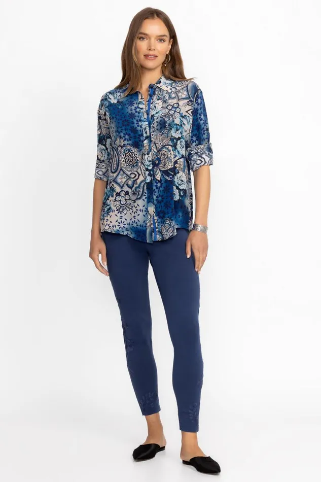Women Bottoms Johnny Was TONAL LEGGING Navy