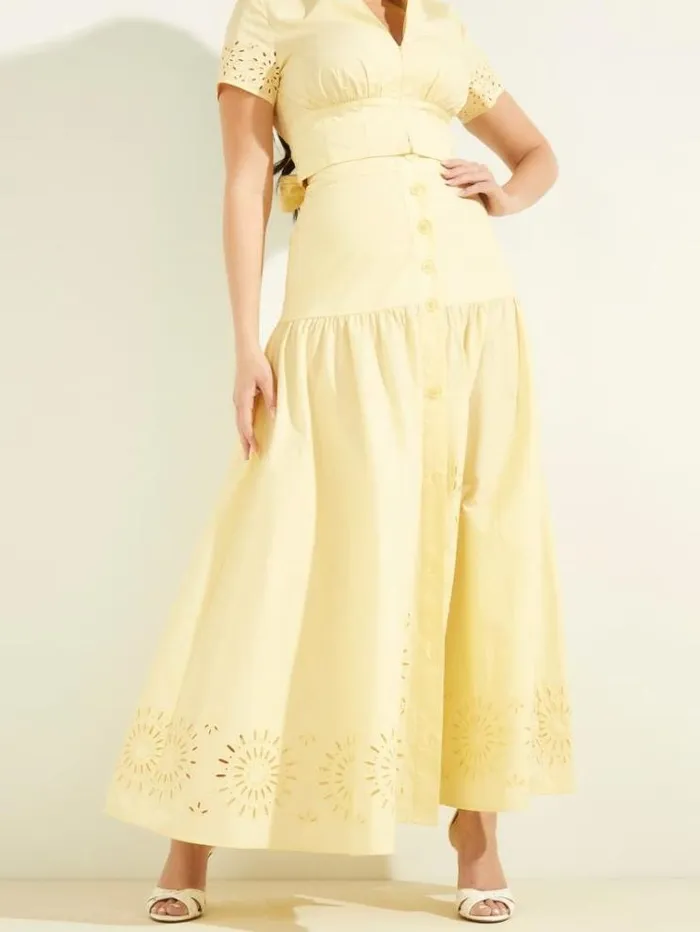 Women Bottoms Marciano Kaia Poplin Maxi Skirt Cornsilk