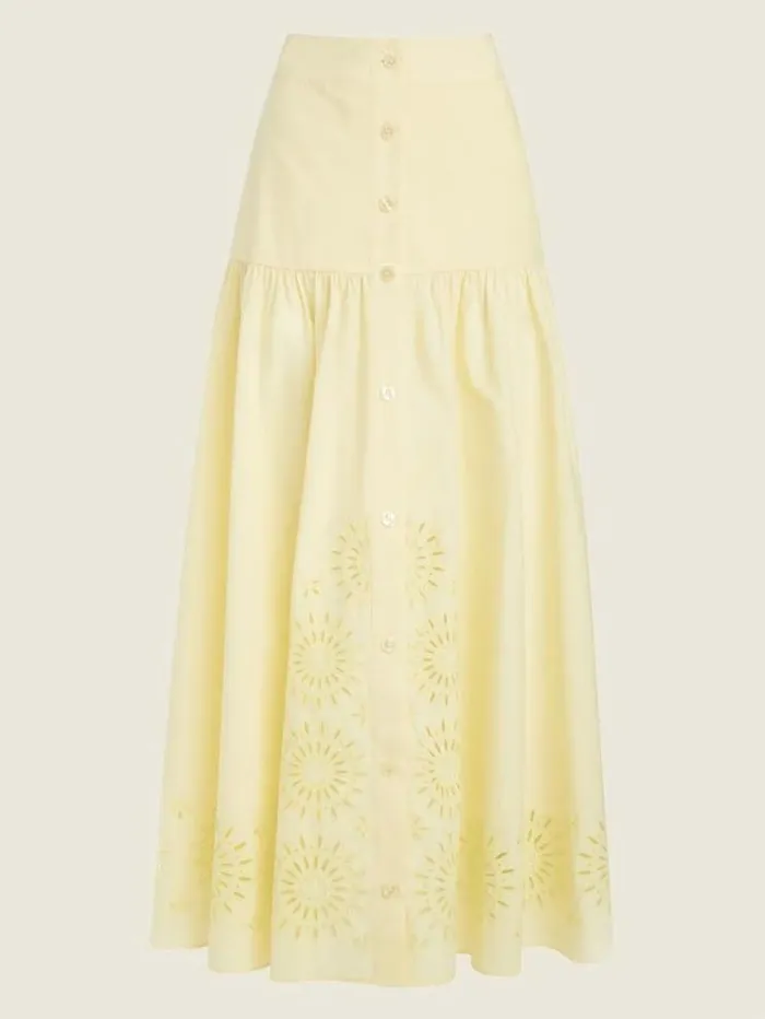 Women Bottoms Marciano Kaia Poplin Maxi Skirt Cornsilk