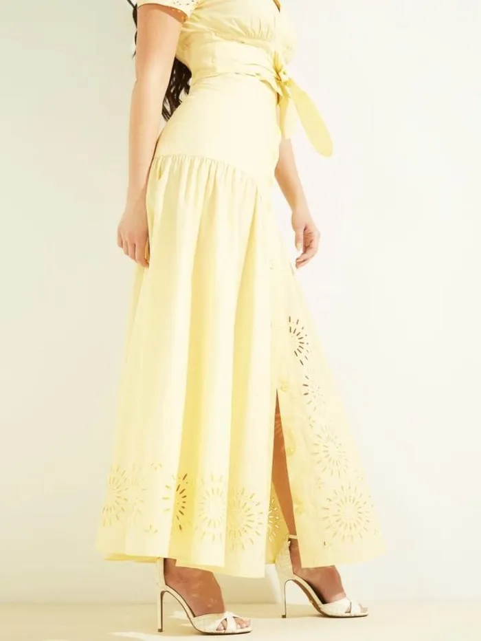 Women Bottoms Marciano Kaia Poplin Maxi Skirt Cornsilk