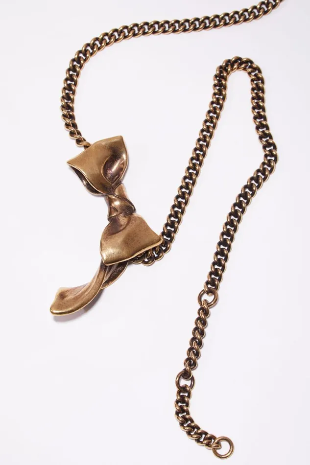 Women Bow Necklace Antique Gold Acne Studios Jewellery