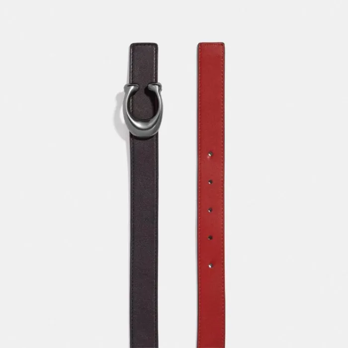 Women C Hardware Reversible Belt 25 Mm Nickelblack 1941 Red Coach Belts