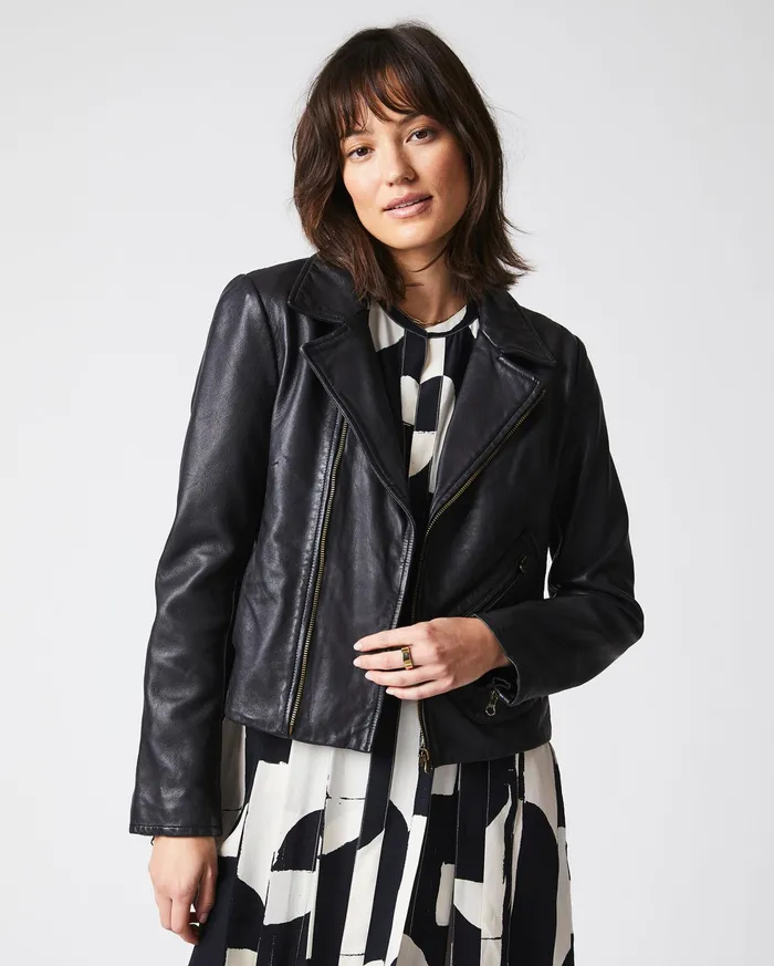 Women Classic Moto Black Billy Reid Jackets and Outerwear